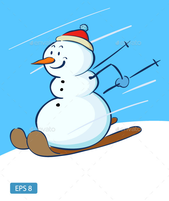 GraphicRiver Snowman Skiing 9614247 GraphicRiver Snowman Skiing 9614247