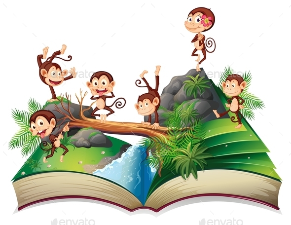 GraphicRiver Pop-Up Book with Monkeys 9616203 GraphicRiver Pop-Up Book with Monkeys 9616203