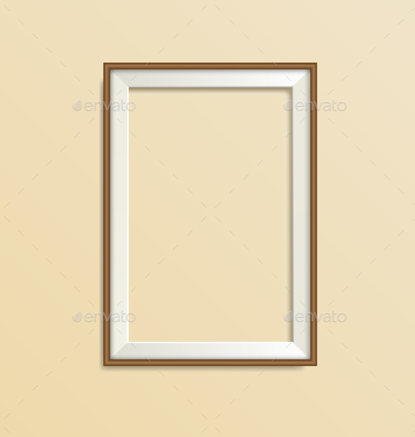 Blank Simple Wooden Modern Frame Isolated on Beige (Backgrounds)