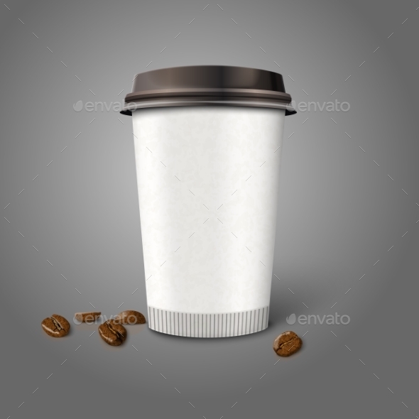 GraphicRiver Blank Realistic Paper Coffee Cup with Beans 9624676 GraphicRiver Blank Realistic Paper Coffee Cup with Beans 9624676