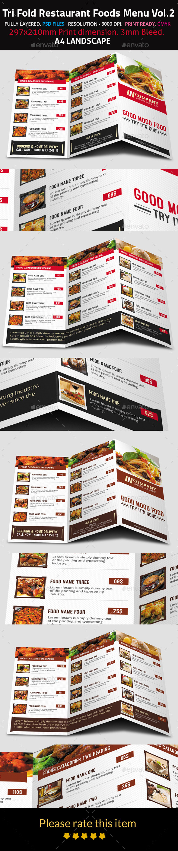 GraphicRiver Tri Fold Restaurant Foods Menu Vol.2 9625457 GraphicRiver Tri Fold Restaurant Foods Menu Vol.2 9625457
