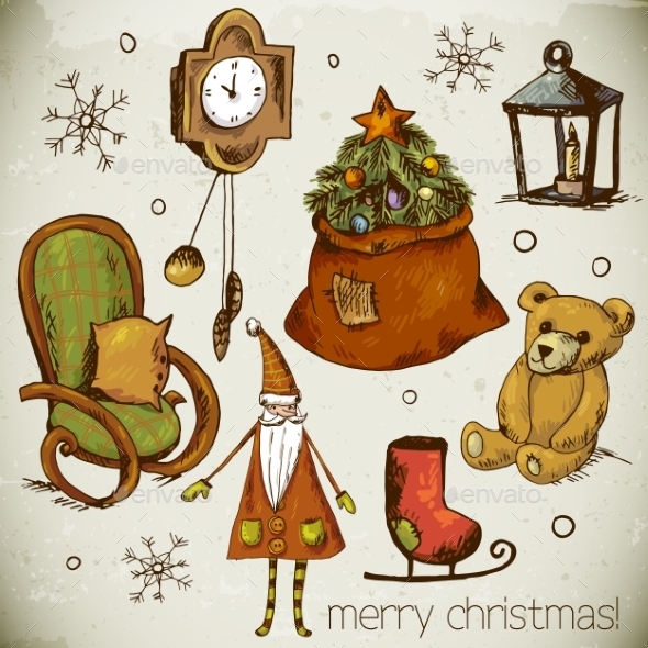 GraphicRiver Set of Hand-Drawn New Year and Christmas Elements 9625489 GraphicRiver Set of Hand-Drawn New Year and Christmas Elements 9625489