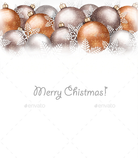 Christmas Balls and Snowflake Holiday Background