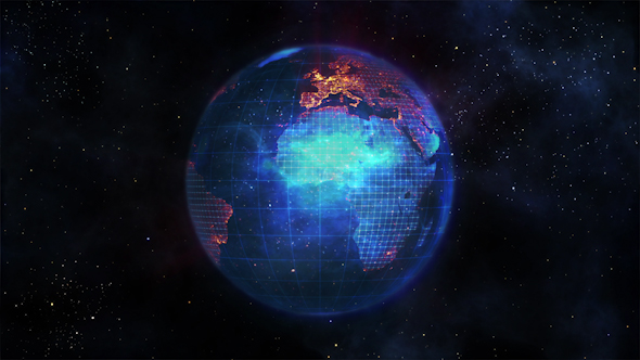 Blue Earth Turning with Orange Connections Blue Earth Turning with Orange Connections