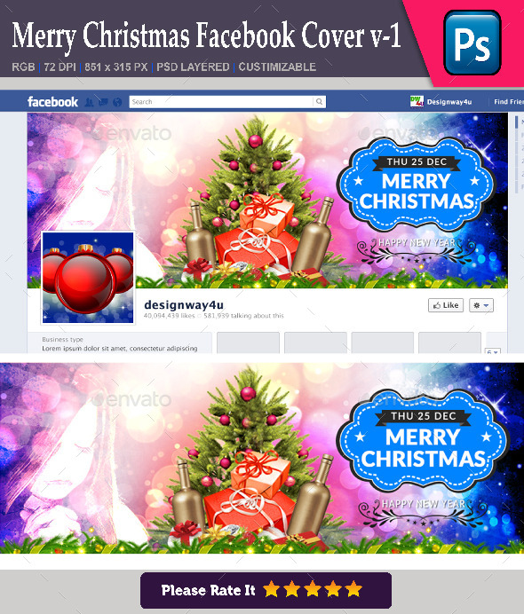 GraphicRiver Merry Christmas Facebook Cover v-1 9628811 GraphicRiver Merry Christmas Facebook Cover v-1 9628811