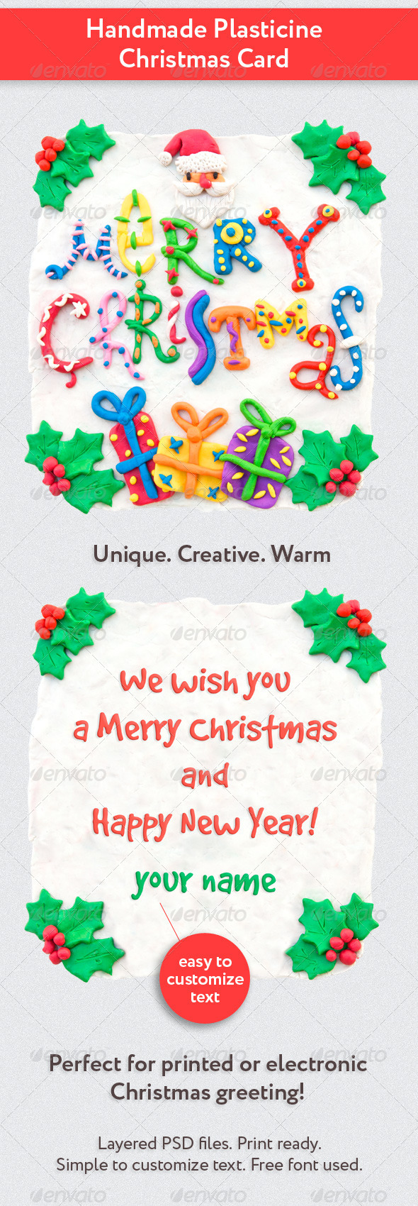 Handmade Plasticine Christmas Card