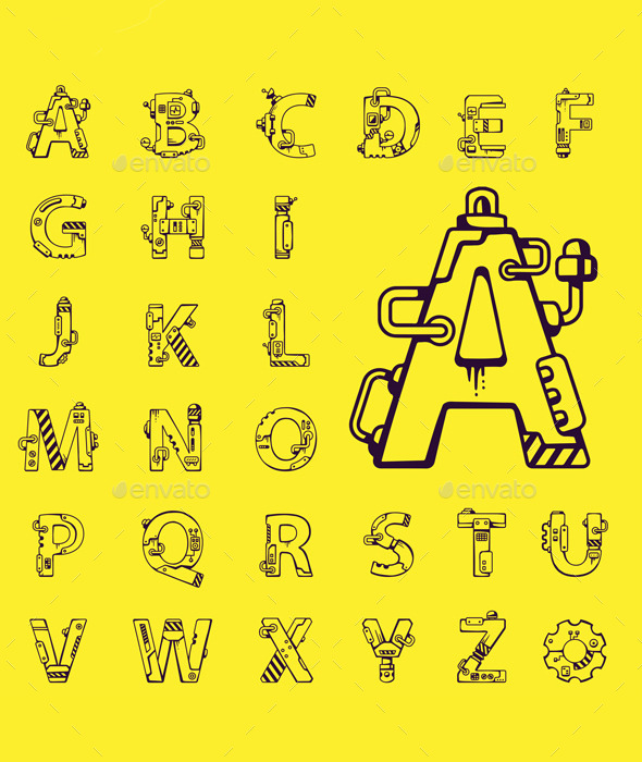 GraphicRiver English Alphabet at Mechanical Robot Style 9630092 GraphicRiver English Alphabet at Mechanical Robot Style 9630092