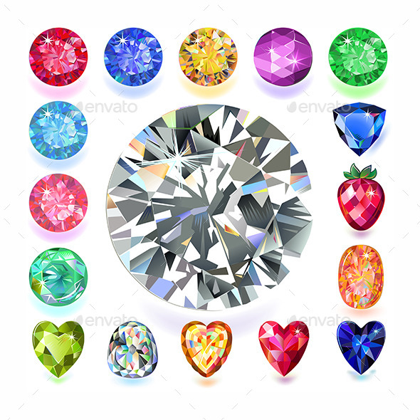 Rectangular Composition Colored Gems Set Rectangular Composition Colored Gems Set
