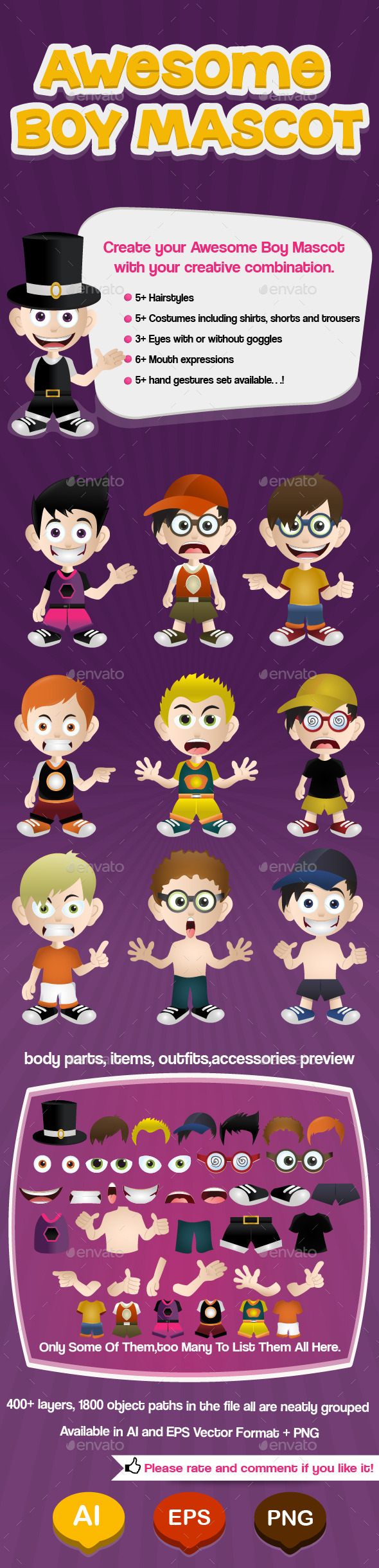GraphicRiver Awesome Boy Mascot 9630854 GraphicRiver Awesome Boy Mascot 9630854