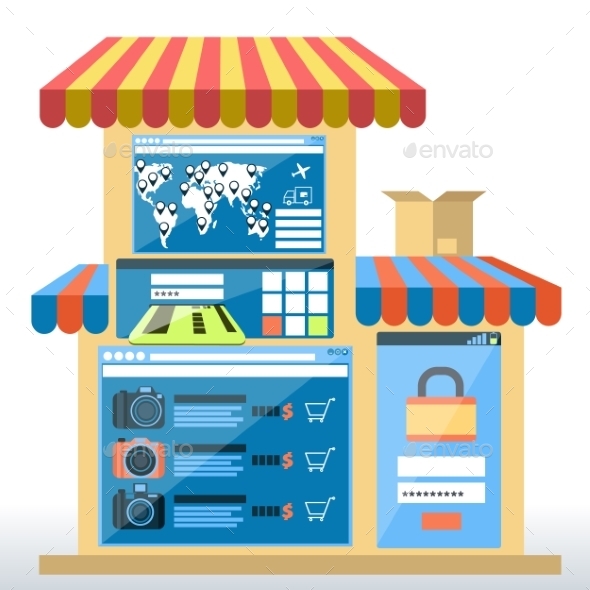 GraphicRiver Shop with Awning 9631104 GraphicRiver Shop with Awning 9631104