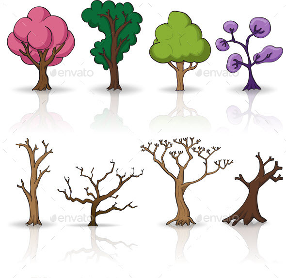 GraphicRiver Cartoon Trees Set 9633246 GraphicRiver Cartoon Trees Set 9633246