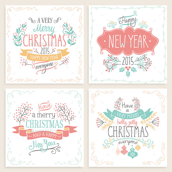 GraphicRiver Christmas Hand Drawn Card Set 9633517 GraphicRiver Christmas Hand Drawn Card Set 9633517