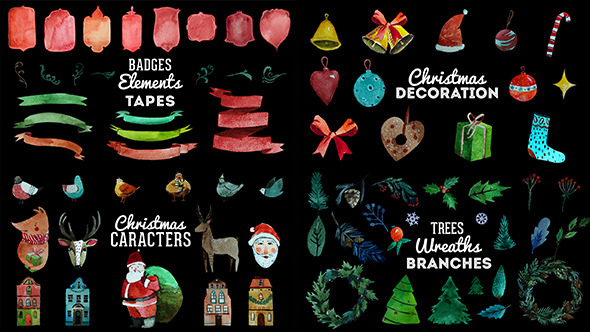 Christmas Watercolor Package Christmas Watercolor Package