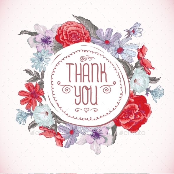 GraphicRiver Vintage Greeting Card with Blooming Flowers 9635332 GraphicRiver Vintage Greeting Card with Blooming Flowers 9635332