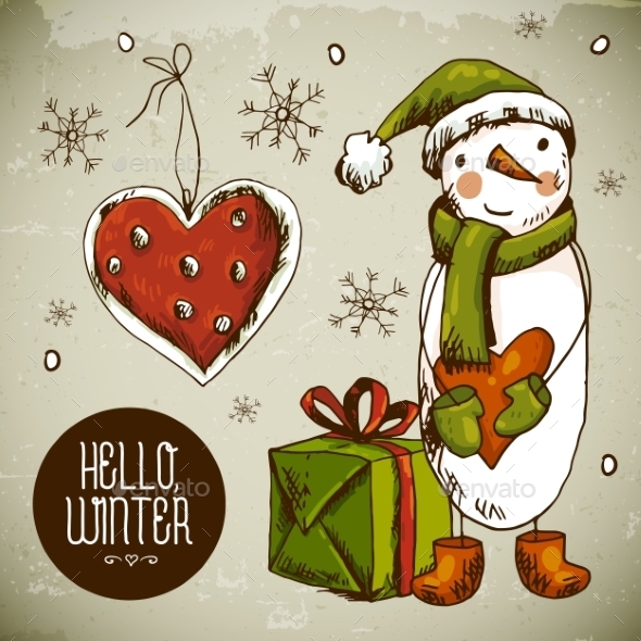 GraphicRiver Christmas Greeting Card with Snowman 9635348 GraphicRiver Christmas Greeting Card with Snowman 9635348