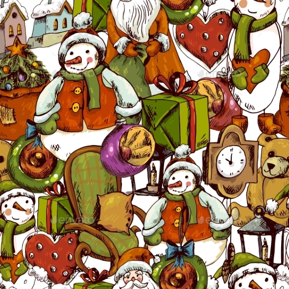 GraphicRiver Hand-Drawn Christmas Seamless Background 9635612 GraphicRiver Hand-Drawn Christmas Seamless Background 9635612