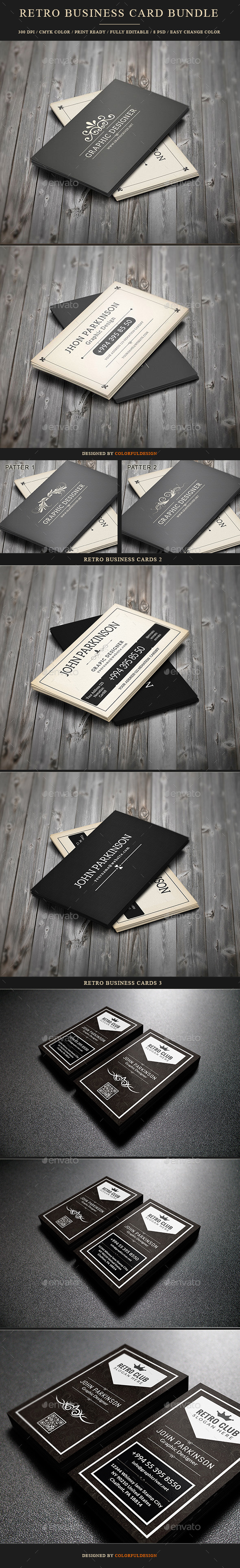 Retro Business Card Bundle (Retro/Vintage)