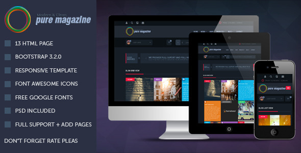 ThemeForest Pure Magazine Responsive HTML Magazine Template 9539101 ThemeForest Pure Magazine Responsive HTML Magazine Template 9539101