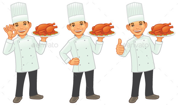 GraphicRiver Chef with Roasted Chicken 9639623 GraphicRiver Chef with Roasted Chicken 9639623