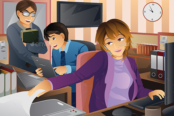 GraphicRiver Business People Working at the Office 9639675 GraphicRiver Business People Working at the Office 9639675