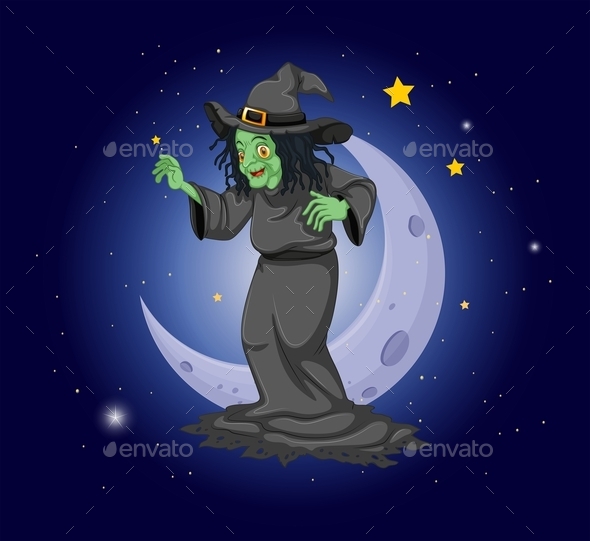 GraphicRiver With on a Broom with Night Sky 9639759 GraphicRiver With on a Broom with Night Sky 9639759