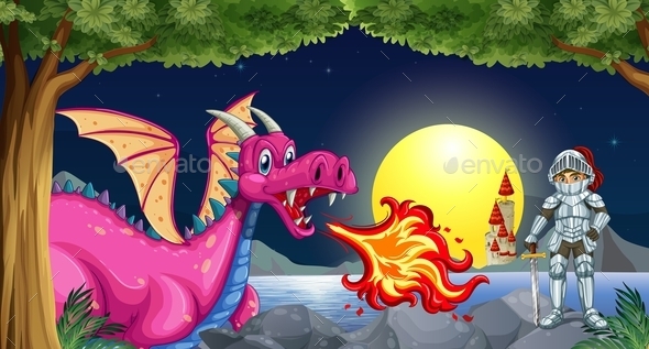 GraphicRiver Dragon and Knight 9640097 GraphicRiver Dragon and Knight 9640097