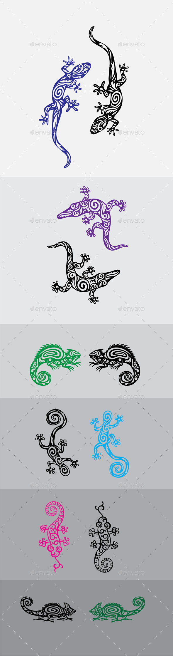 GraphicRiver Lizard Ornament Set 9640234 GraphicRiver Lizard Ornament Set 9640234