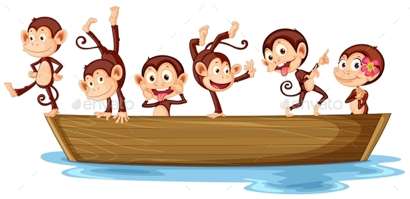 GraphicRiver Monkeys and Boat 9641034 GraphicRiver Monkeys and Boat 9641034