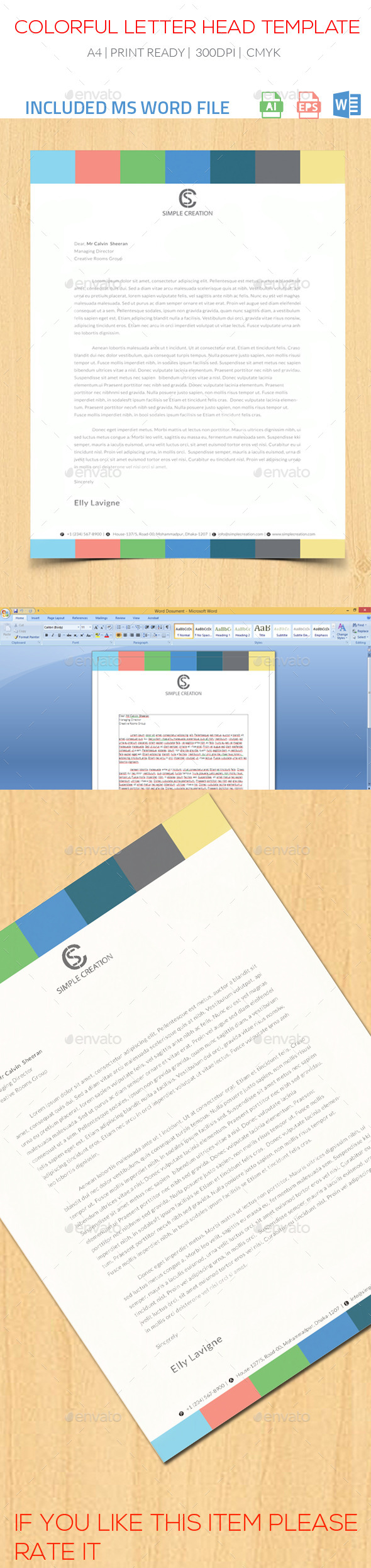 Colorful Letter Head Template (Stationery)