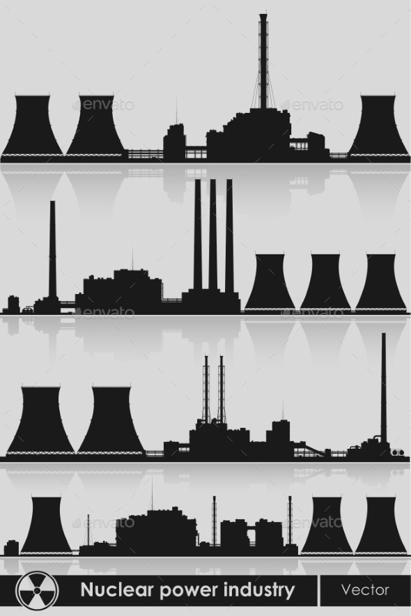 GraphicRiver Nuclear Power Plants Silhouette 9642085 GraphicRiver Nuclear Power Plants Silhouette 9642085