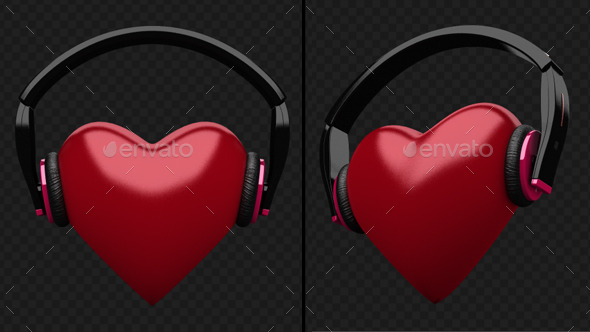 Beating Heart With DJ Headphones Beating Heart With DJ Headphones