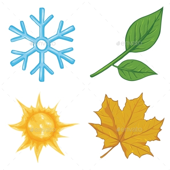 GraphicRiver Set of Cartoon Season Icons 9644240 GraphicRiver Set of Cartoon Season Icons 9644240