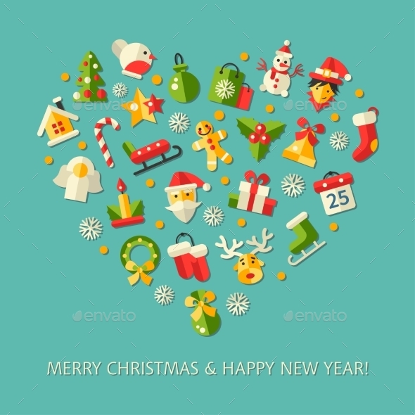 GraphicRiver Christmas and Happy New Year Heart 9646450 GraphicRiver Christmas and Happy New Year Heart 9646450