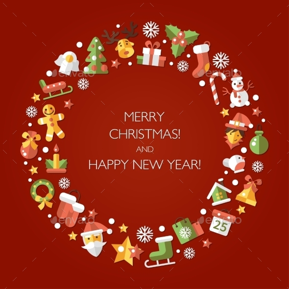 GraphicRiver Christmas and Happy New Year Wreath 9646452 GraphicRiver Christmas and Happy New Year Wreath 9646452