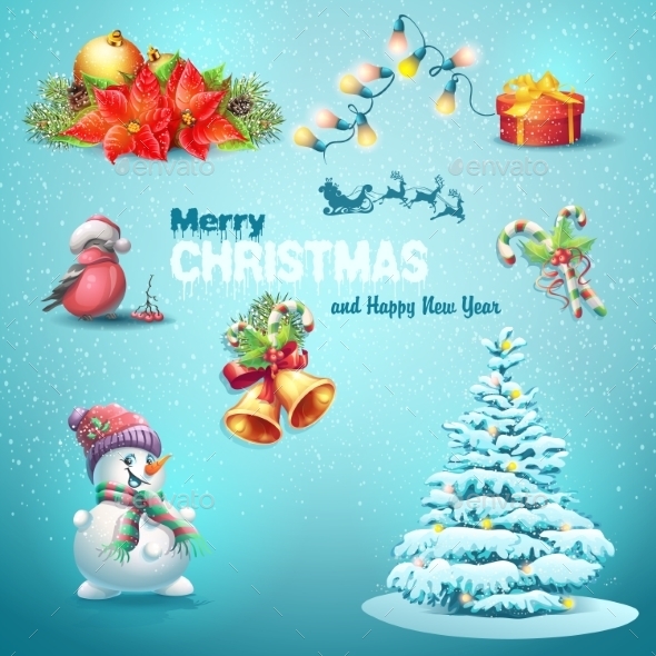 GraphicRiver Set of Christmas Items 9648594 GraphicRiver Set of Christmas Items 9648594