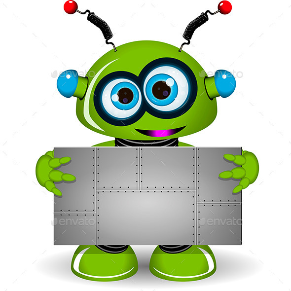 GraphicRiver Green Robot with a Metal Background 9652355 GraphicRiver Green Robot with a Metal Background 9652355