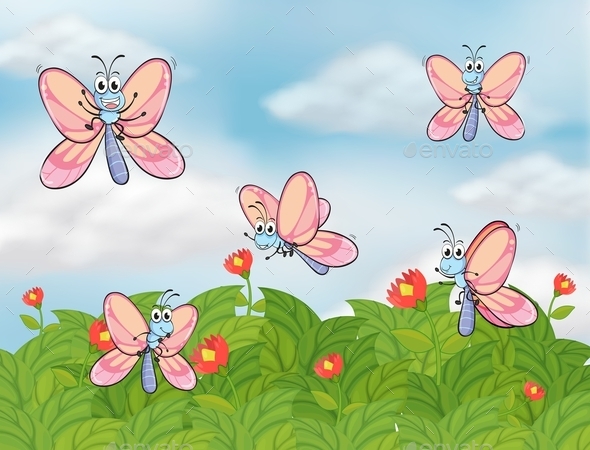 GraphicRiver Garden with Butterflies 9652898 GraphicRiver Garden with Butterflies 9652898