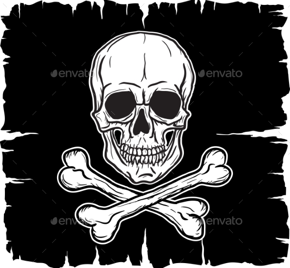 Skull and Crossbones Over Black Flag