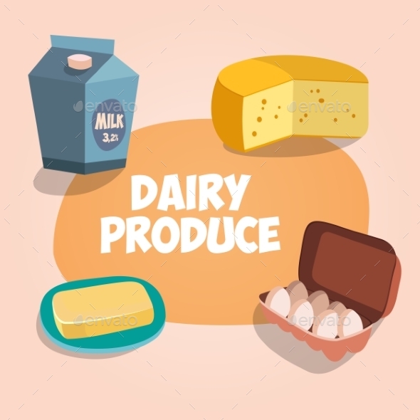 GraphicRiver Dairy Produce Illustration 9658189 GraphicRiver Dairy Produce Illustration 9658189