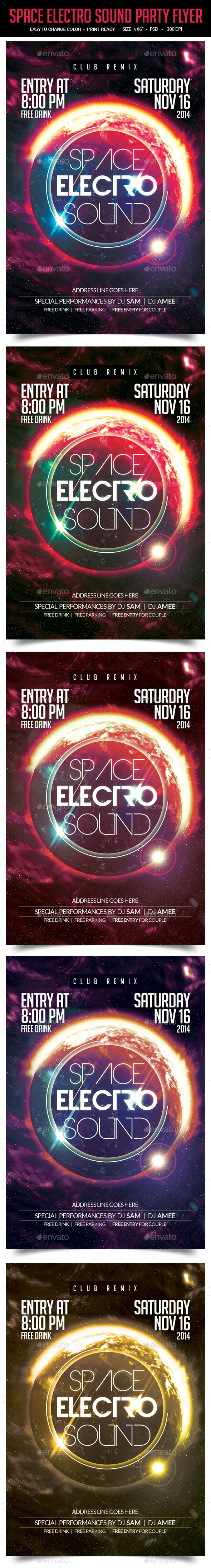 Space Electro Sound Party Flyer (Clubs & Parties)