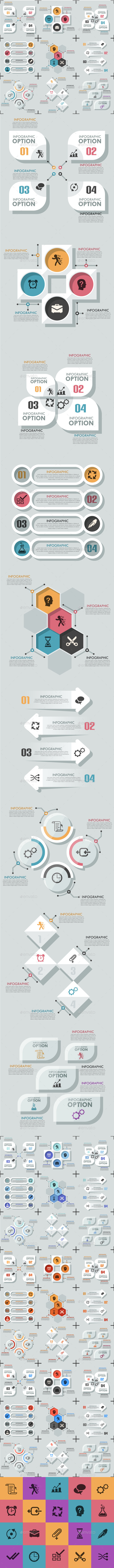 Set Of 9 Flat Infographic Options Templates Set Of 9 Flat Infographic Options Templates