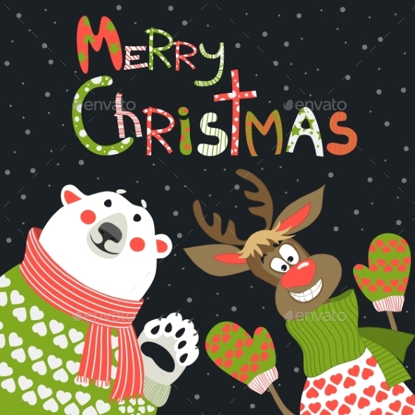 GraphicRiver Reindeer and Polar Bear Celebrating Christmas 9661525 GraphicRiver Reindeer and Polar Bear Celebrating Christmas 9661525