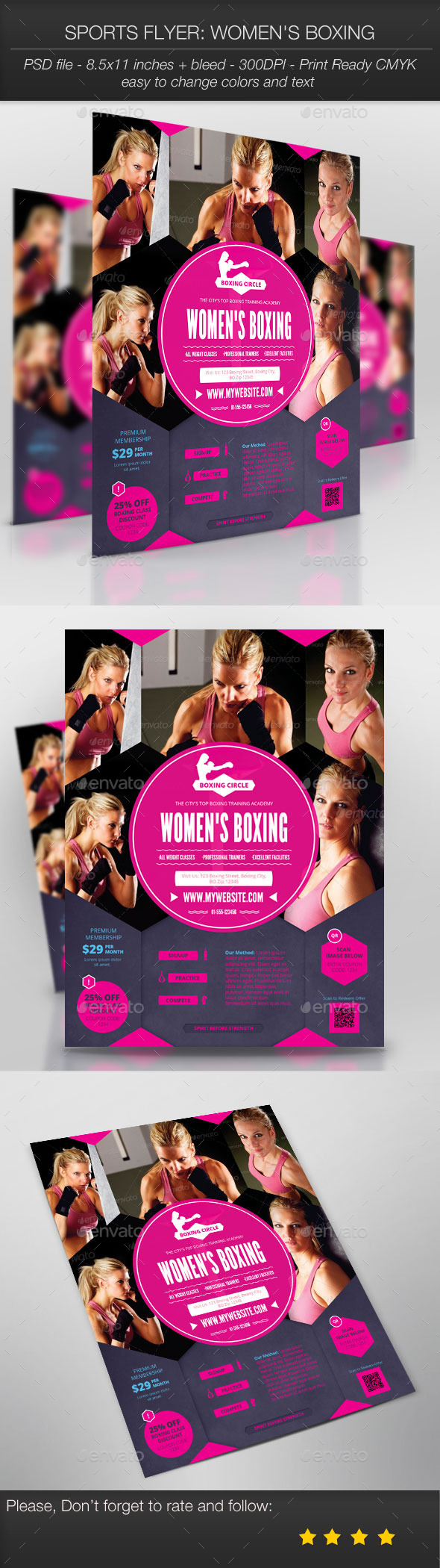 GraphicRiver Sports Flyer Women s Boxing 9662450 GraphicRiver Sports Flyer Women s Boxing 9662450