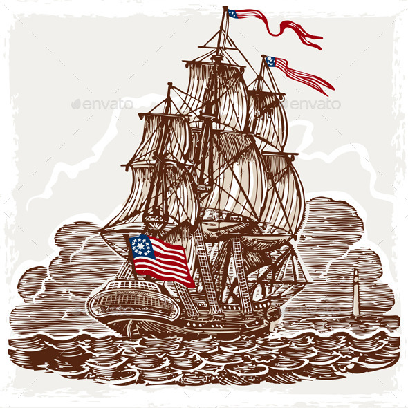 GraphicRiver Vintage Page with American Vessel on Seas 9664066 GraphicRiver Vintage Page with American Vessel on Seas 9664066