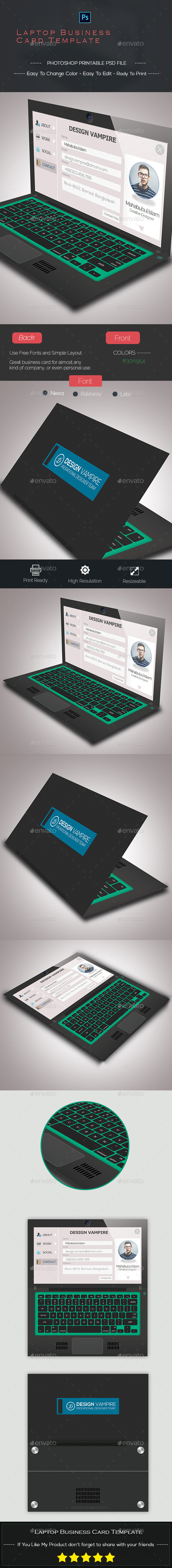 Laptop Business Card Template (Creative)