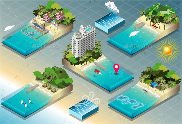 GraphicRiver Isometric Tiles of Carribean Holidays 9664669 GraphicRiver Isometric Tiles of Carribean Holidays 9664669