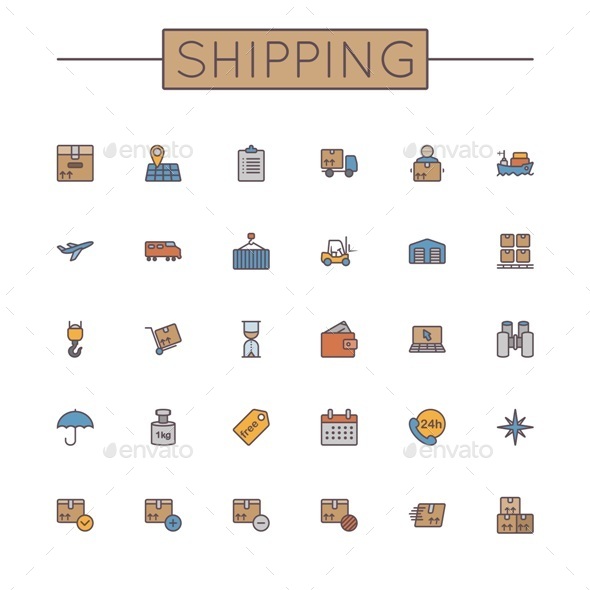 GraphicRiver Vector Colored Shipping Line Icons 9667381 GraphicRiver Vector Colored Shipping Line Icons 9667381