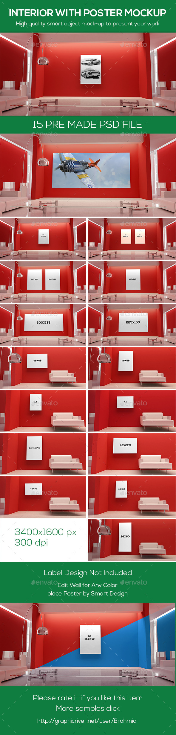 Interior With Poster Mockup Interior With Poster Mockup