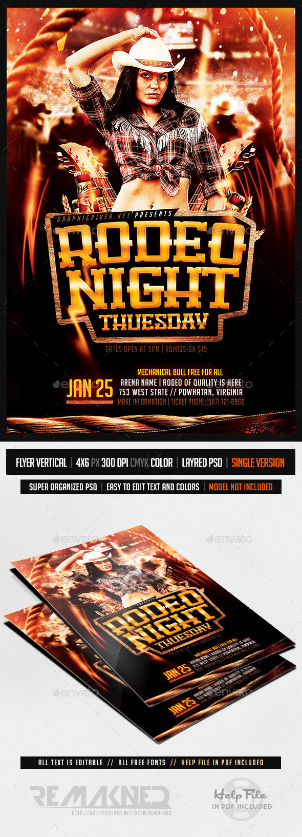 Rodeo Night Tuesdays | Flyer Template PSD (Events)