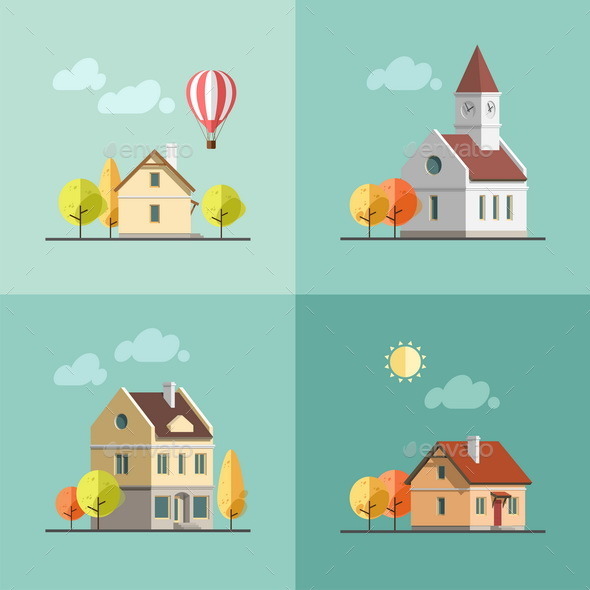 GraphicRiver Urban Landscape Set of Buildings 9668822 GraphicRiver Urban Landscape Set of Buildings 9668822